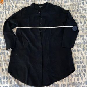 Eileen Fisher 100% Merino Wool Black Long Cardigan